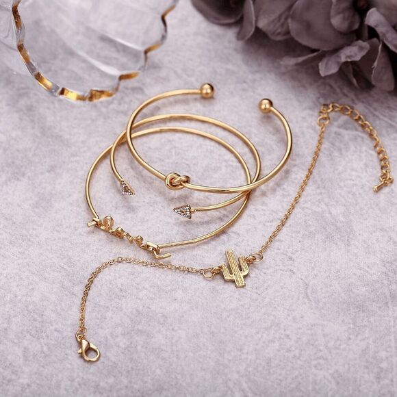 2/$21 Ladies Cactus Love 4 Piece Bracelet Set - Picture 2 of 7